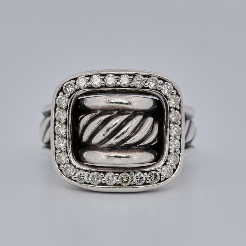 David Yurman Diamond Cable Buckle Ring